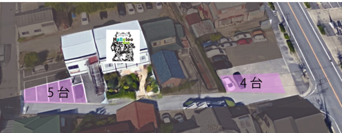 ハレルゥガーデンの駐車位置